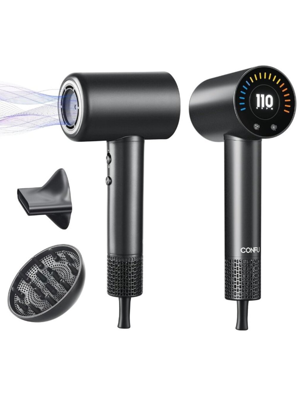 Fast Drying Ionic Hair Dryer with Magnetic Diffuser & Concentrator, Lightweight